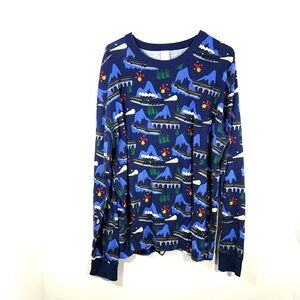 Hanna Andersson The Polar Express Train Blue Long Sleeve Pajama Top Unisex XXL